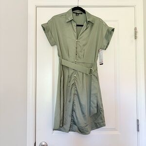 NWT French Connection Women’s Olive Green Button Down Mini Dress